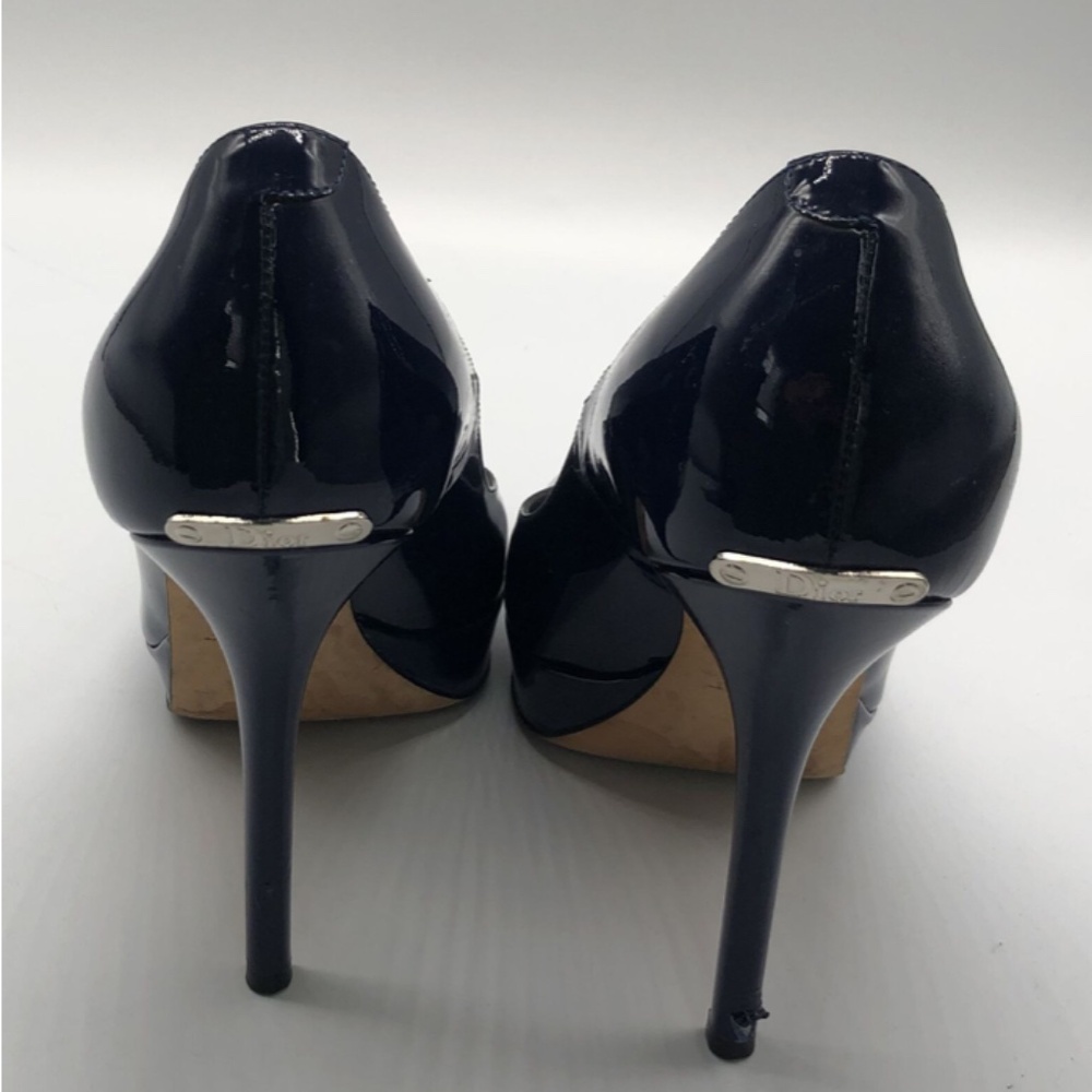 Christian Dior 'Miss Dior' Navy Patent Leather Peep Toe Platform Pump sz 37.5 - Picture 4 of 5